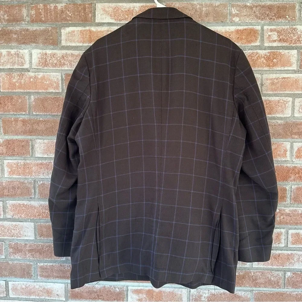 Thomas Dean Blazer Sport Coat Jacket Brown Blue Men’s Large 44 R Cotton